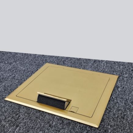 2 Power 6 Data Shallow Brass Flush Floor Outlet Box