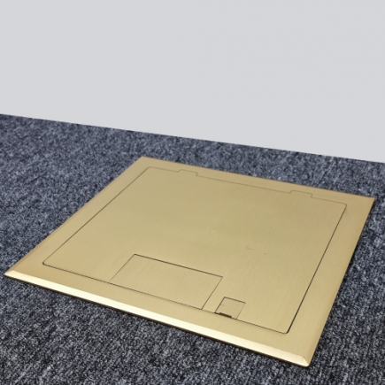 2 Power 6 Data Shallow Brass Flush Floor Outlet Box