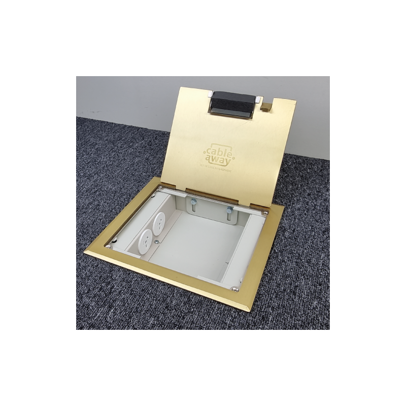2 Power 6 Data Shallow Brass Flush Floor Outlet Box
