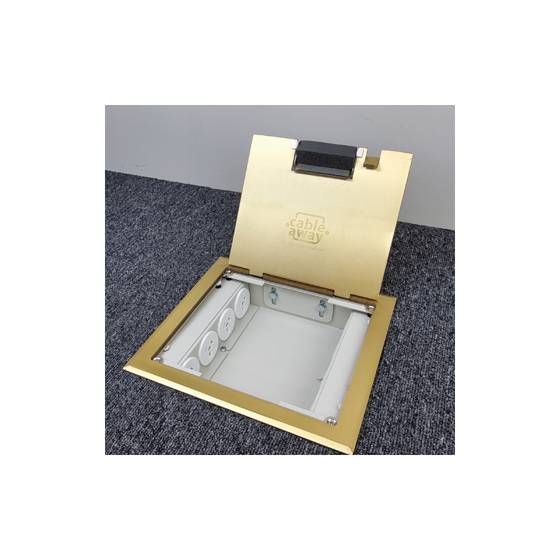 4 Power 4 Data Shallow Brass Flush Floor Outlet Box