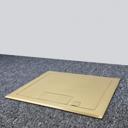 4 Power 6 Data Shallow Brass Flush Floor Outlet Box