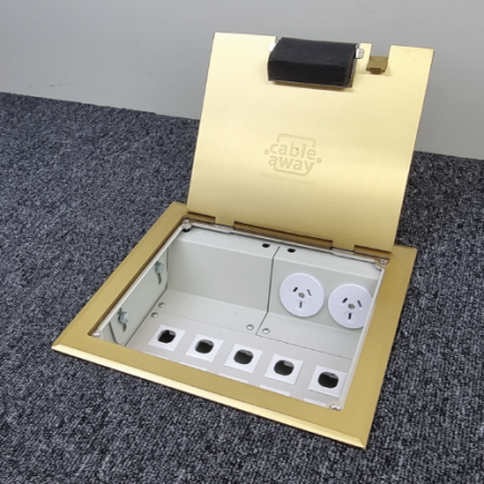 2 Power 10 Data Brass Flush Lid  Floor Outlet Box