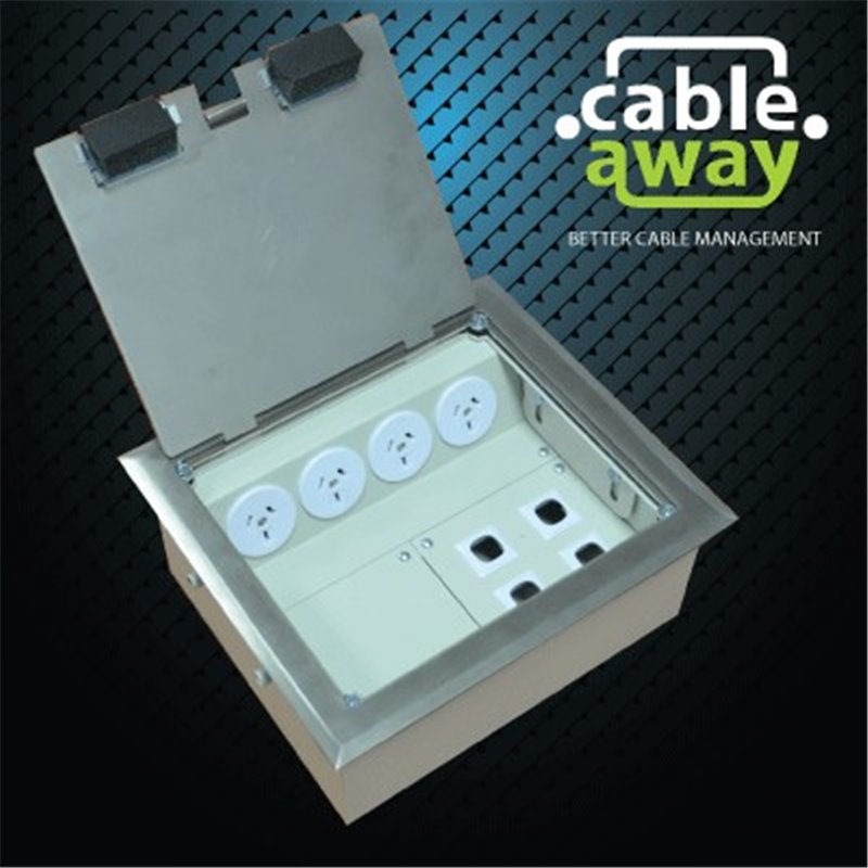 4 Power 4 Data Stainless Steel Flush Lid  Floor Outlet Box