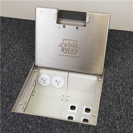 2 Power 4 Data Stainless Steel 19mm Recessed Lid  Floor Outlet Box