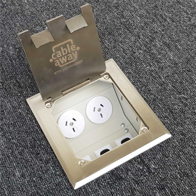 Floor Outlet Box 2 Power Stainless Steel Flush 145 Series