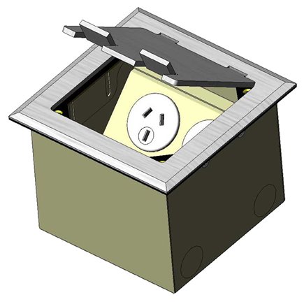 Floor Outlet Box 2 Power Stainless Steel Flush 145 Series