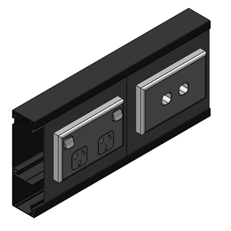 40 X 150mm X 2.4m 2 CHANNEL SKIRTING DUCT (SATIN BLACK) 