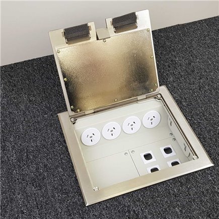 4 Power Stainless Steel Recessed Lid  Floor Outlet Box