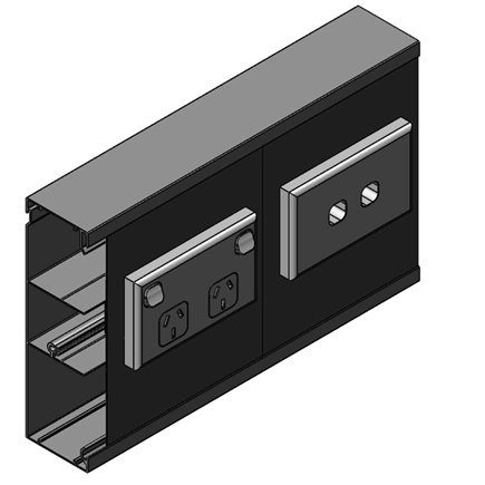 60 X 200mm X 2.4m 3 CHANNEL SKIRTING DUCT (SATIN BLACK) Made to Order