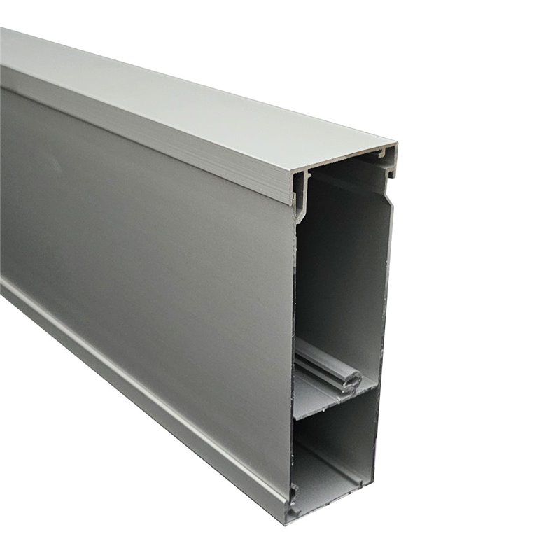 50 X 150mm X 2.4m 2 CHANNEL SKIRTING DUCT (Natural Anodised) 