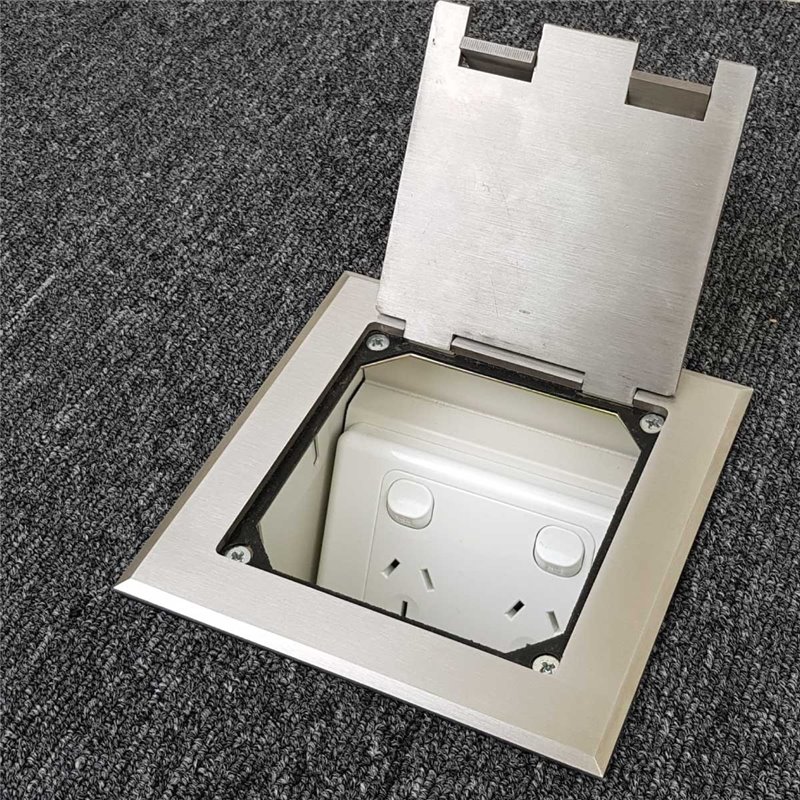 Floor Outlet Box 1 Standard GPO Stainless Steel Flush 145 Series