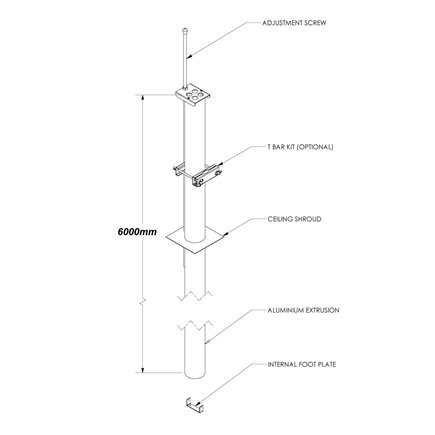 SERVICE POLE 50DIA x 6m 1 DIV PEARL WHITE