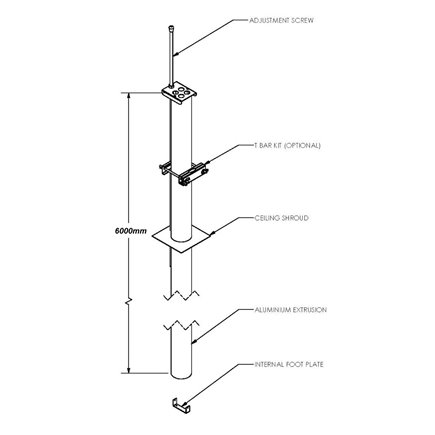 SERVICE POLE 70DIA x 3m 2 DIV PEARL WHITE