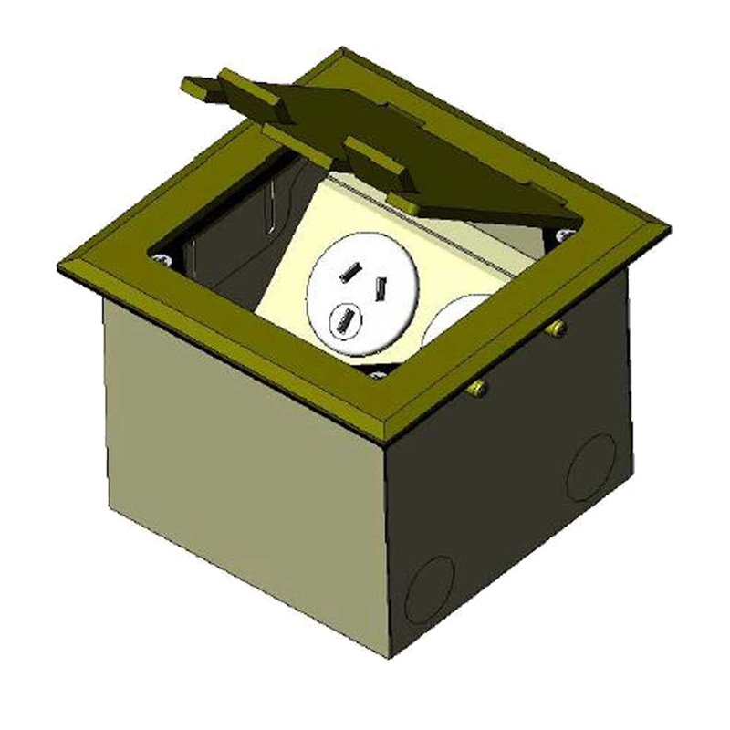 Floor Outlet Box 2 Power 3 Data Brass Flush 145 Series