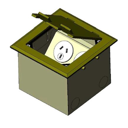 Floor Outlet Box 2 Power 3 Data Brass Flush 145 Series