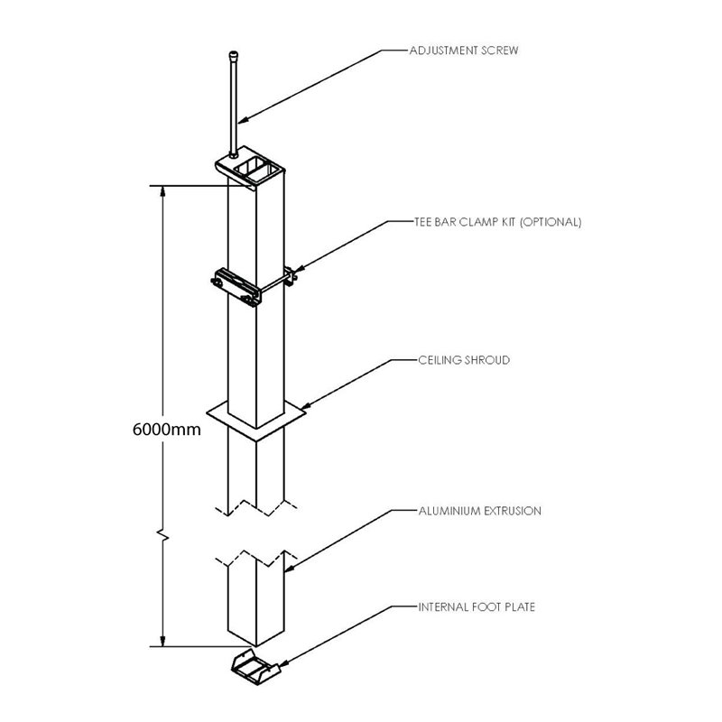 SERVICE POLE 8080 x 6m 1 DIV SATIN BLACK