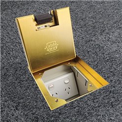 Floor Outlet Box 1 x Standard GPO 19mm Brass Recessed Lid 145 Series