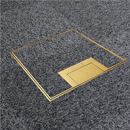 Floor Outlet Box 1 x Standard GPO + USB Charge A + C 19mm Brass Recessed Lid 145 Series