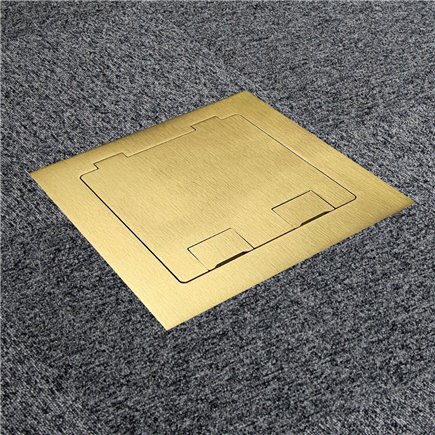 Floor Outlet Box 2 Power 3 Data Brass Flush Square Edge Lid 145 Series