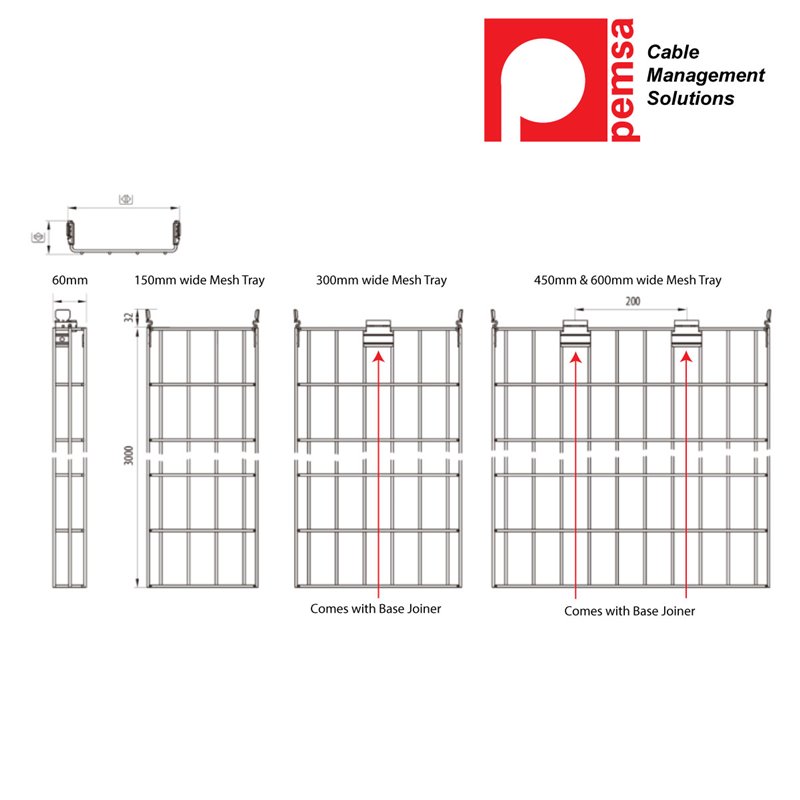 Rejiband Rapide 60mm x 150mm x 3m Mesh Tray EZ3, Electrogalvanised