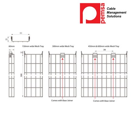 Rejiband Rapide 60mm x 300mm x 3m Mesh Tray EZ3, Electrgalvanised