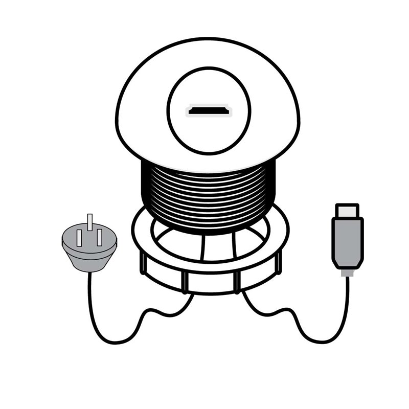 TD98 TABLE DOME COMPLETE WITH 1 X AUTO SWITCHED OUTLET 1 X HDMI 2 X USB TYPE A CHARGE