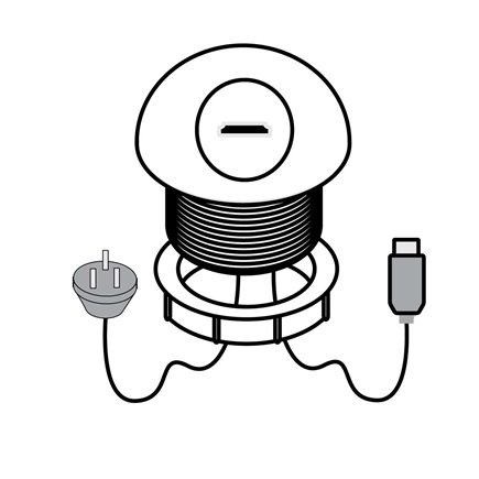 TD98 TABLE DOME COMPLETE WITH 1 X AUTO SWITCHED OUTLET 1 X HDMI 2 X USB TYPE A CHARGE