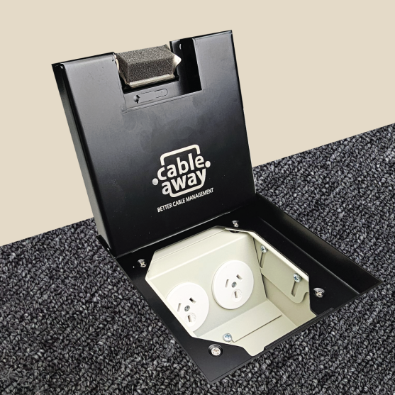 Floor Outlet Box 19mm Recessed Lid 2 Power Stainless Steel Black  145 Series