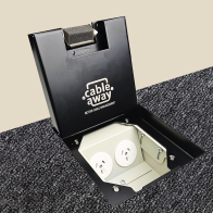 Floor Outlet Box 19mm Recessed Lid 2 Power Stainless Steel Black  145 Series