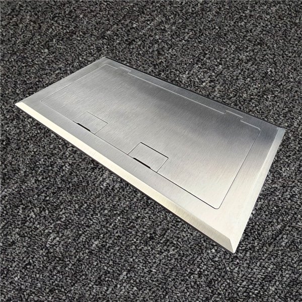 Floor Outlet Box 2 x 10amp Auto Swiched Outlets 3 x Data Provisions 245 Series (Shallow)