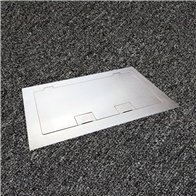 Floor Outlet Box 2 x 10amp Auto Swiched Outlets 3 x Data Provisions - Stainless Steel Flush Square Edge 245 Series (Shallow)