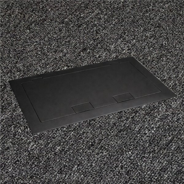 Floor Outlet Box 2 x Standard Outlets- Stainless Steel Black Flush Lid 245 Series (Shallow)
