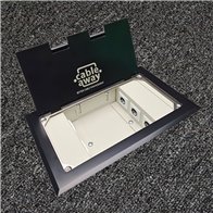 Floor Outlet Box 2 x 10amp Auto Swiched Outlets 3 x Data - Stainless Steel Black Flush Lid 245 Series (Shallow)