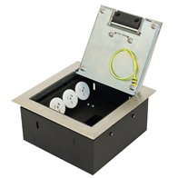 Floor Box 4 x Auto Swiched Power Outlets + Data Provisions Stainless Steel Heavy Duty Flush Lid (Soft Close)