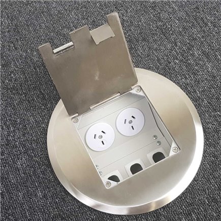 Floor Outlet Box 2 Power Stainless Steel Round Flush 145 Series