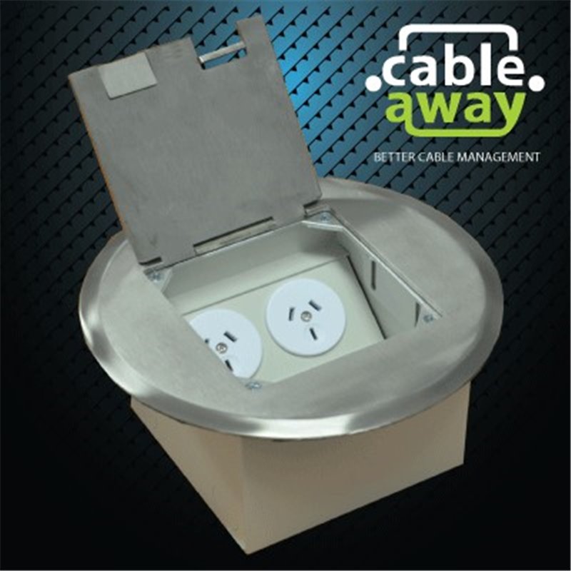 Floor Outlet Box 2 Power Stainless Steel Round Flush 145 Series
