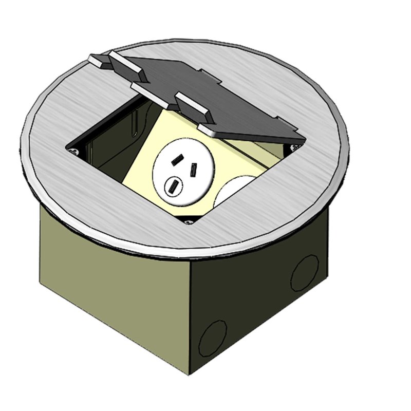 Floor Outlet Box 2 Power Stainless Steel Round Flush 145 Series