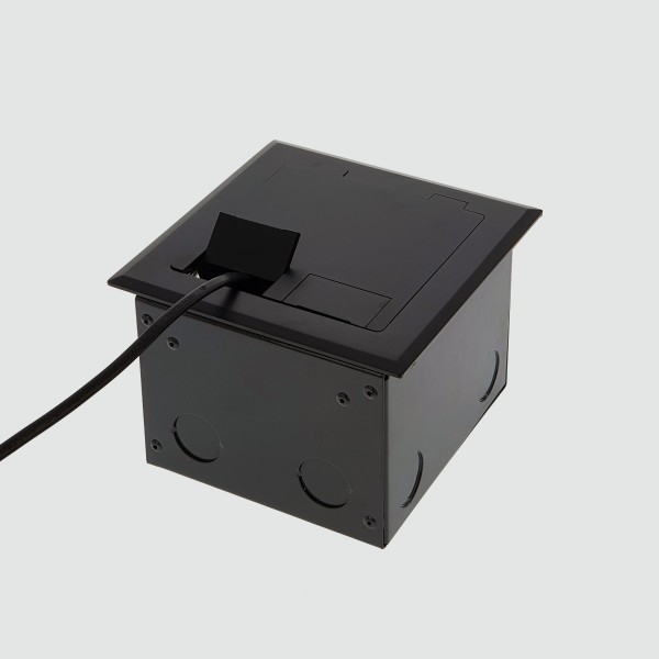 Floor Box with Square Edge Antique Copper Flush Lid, 2 x Power, 3 x Data