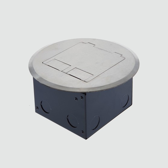 Floor box, antique brass lid finish, 2 power