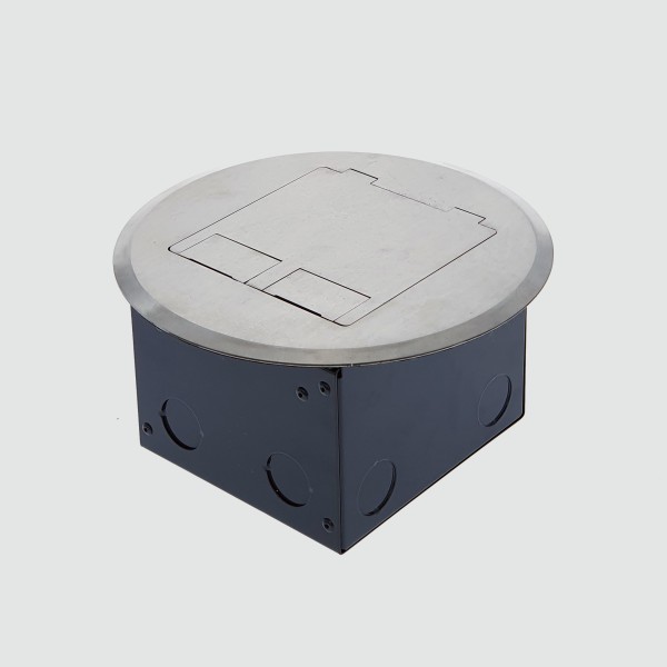 Floor box, antique brass lid finish, 2 power