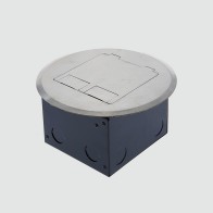 Floor box, antique brass lid finish, 2 power