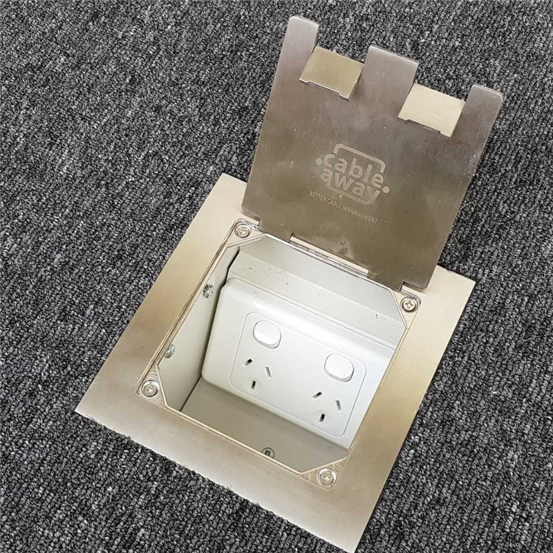 Floor Outlet Box 1 Standard GPO Stainless Steel Flush Square Edge  145 Series