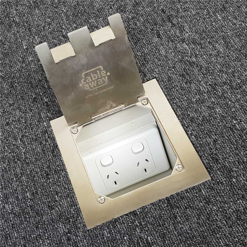 Floor Outlet Box 1 Standard GPO Stainless Steel Flush Square Edge  145 Series