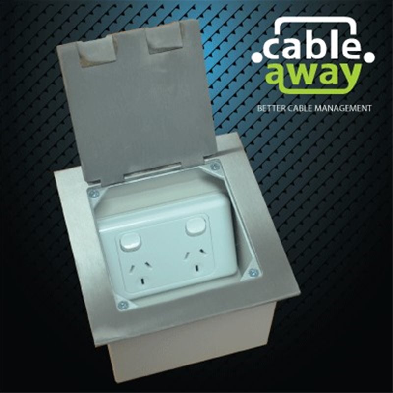 Floor Outlet Box 1 Standard GPO Stainless Steel Flush Square Edge  145 Series
