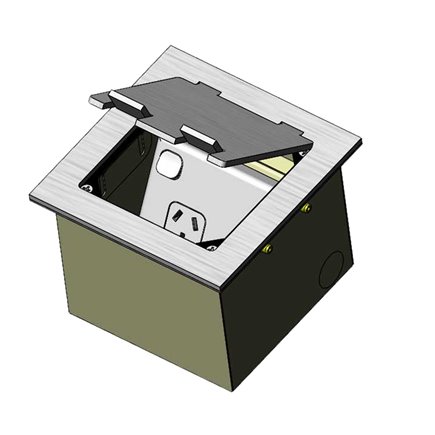 Floor Outlet Box 1 Standard GPO Stainless Steel Flush Square Edge  145 Series