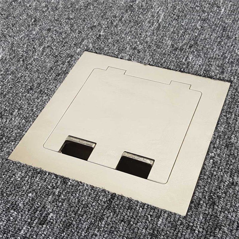 Floor Outlet Box 2 Power Stainless Steel Flush Square Edge 145 Series