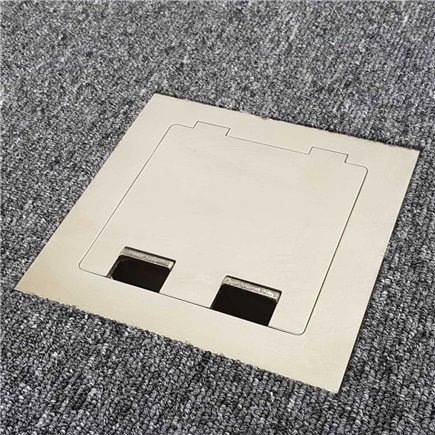 Floor Outlet Box 2 Power Stainless Steel Flush Square Edge 145 Series