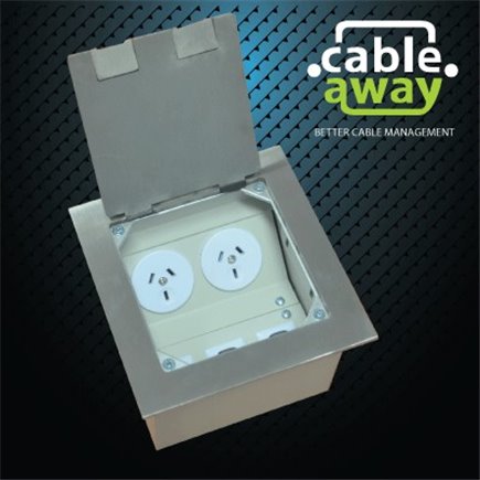 Floor Outlet Box 2 Power Stainless Steel Flush Square Edge 145 Series