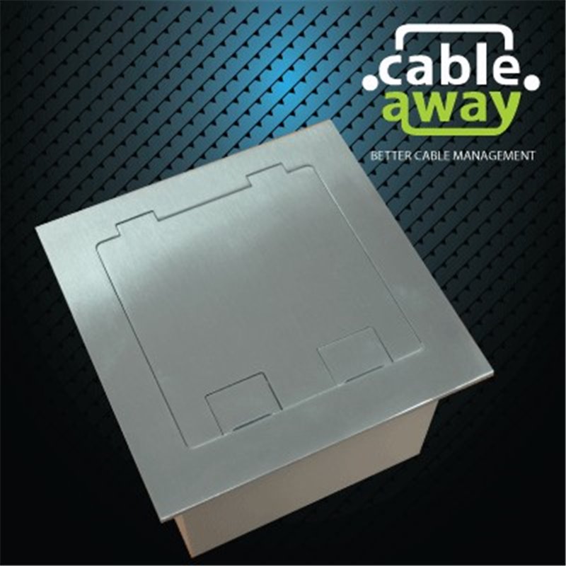 Floor Outlet Box 2 Power Stainless Steel Flush Square Edge 145 Series