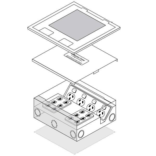 Recessed Pop-Up Outlet - White/Chrome | 3 GPO + USB-C | Cableaway